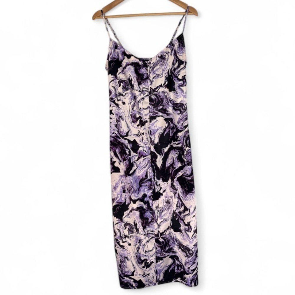 AFRM dress Katica Satin Midi purple swirl marble medium